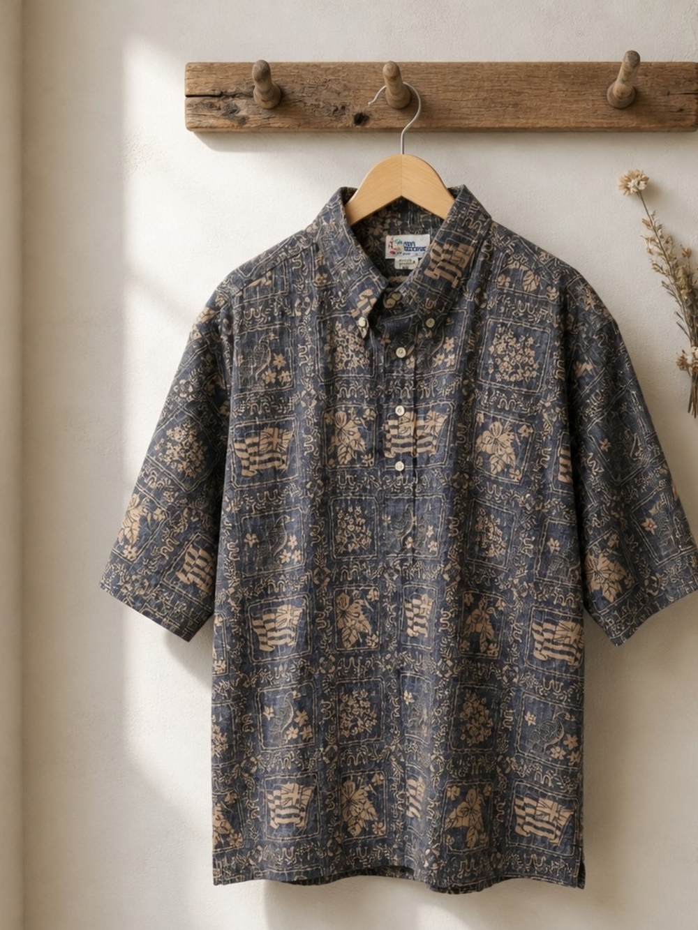 Vintage Reyn Spooner Lahaina Sailor Hawaiian Shirt Men XL Blue Reverse Print